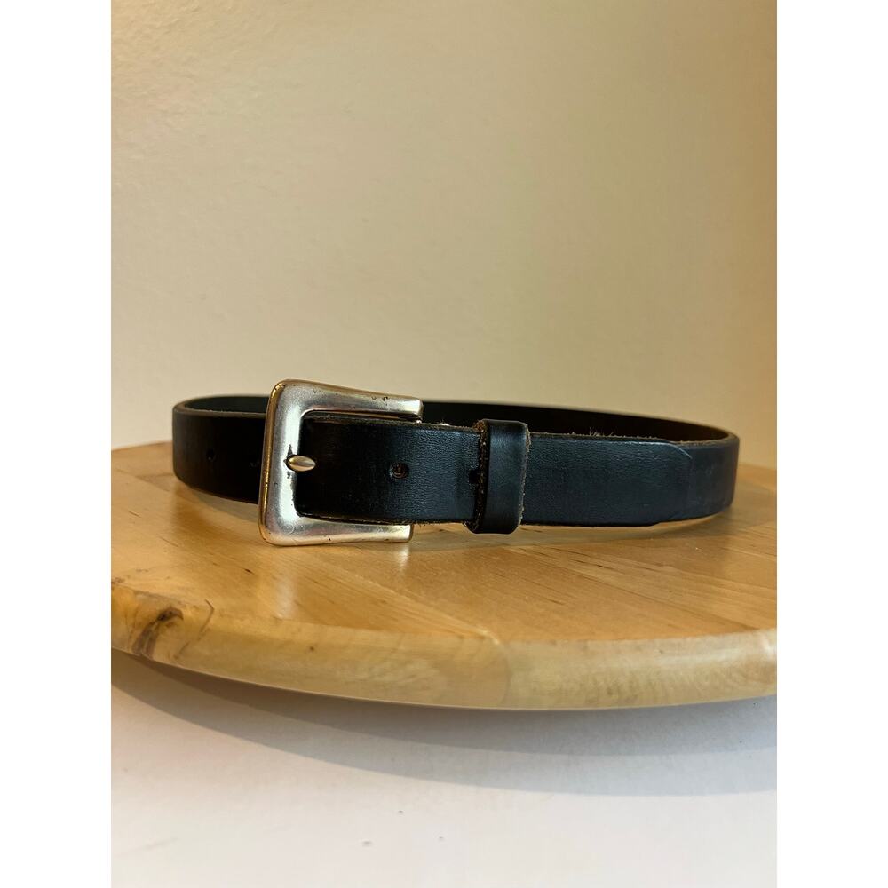GAP 90s Black Genuine Italian Leather Silver Buckle Belt Size 30 / XS-Small